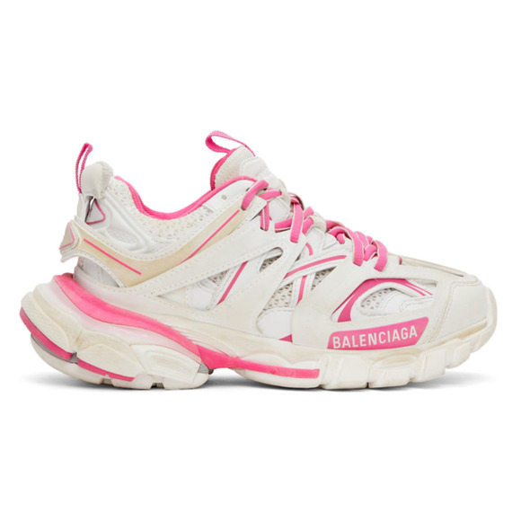 Balenciaga Track Sneaker Pink White Distress Worn Out Platform Flat Trainer 38 - Picture 1 of 12